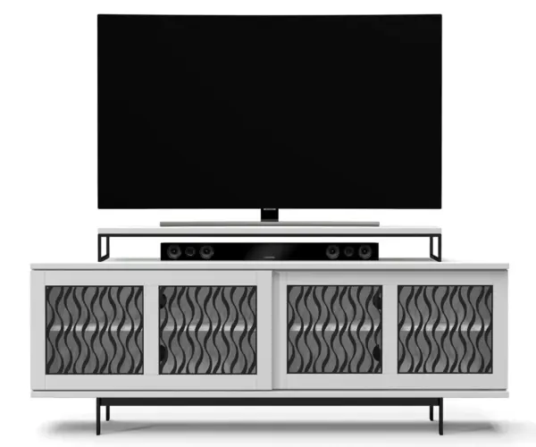 Ambiance Double Sliding Door Media Unit - Metal Wave