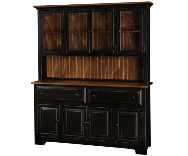 4 Door Hutch With Glass Top