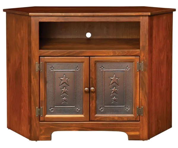 Corner TV Cabinet With Tin Doors