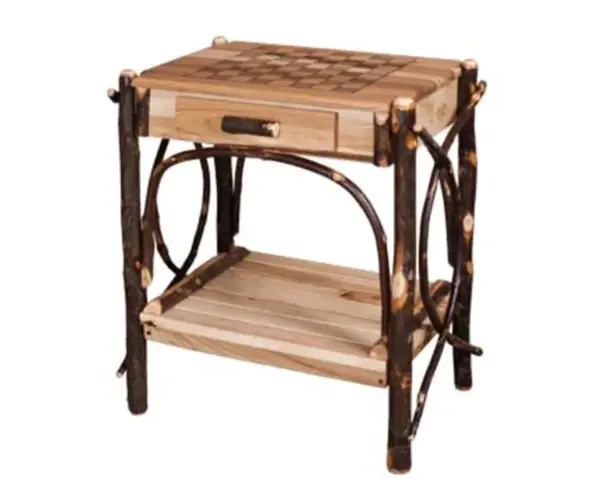 Checkerboard End Table With Drawer