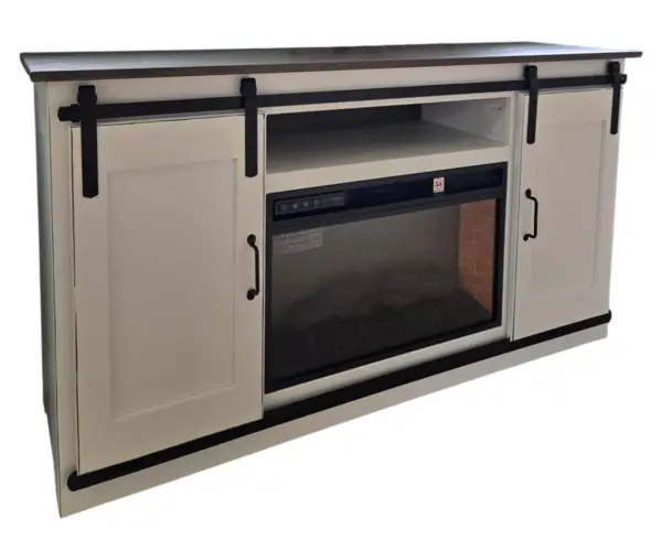60" Barn Door TV Stand With Fireplace Insert